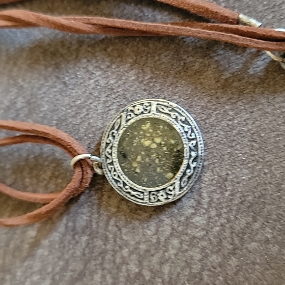 𝅺3/$20 Rustic Aztec Coin Shape Pendant Suede Unisex Hippie Necklace - Picture 2 of 6